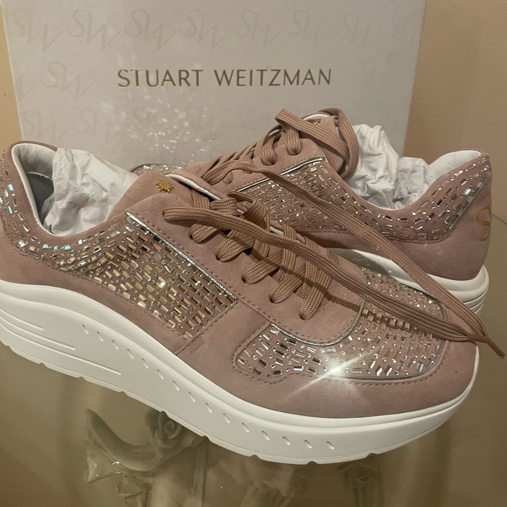 Stuart weitzman brand new in box gym suede and crystal gym shoes.